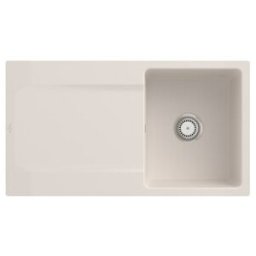 V&B; Évier affleurant Siluet 50 Flat avec garniture de vidage, commande manuelle, crema ; Villeroy & Boch (33351FKR)