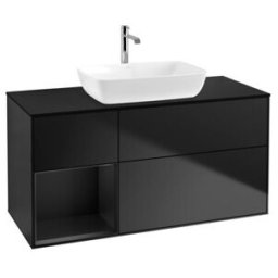 V&B; Meuble sous lavabo Éclairage mural Finion 120 cm, Pl b m, Reg bla m Lac, bla m Lac ; Villeroy & Boch (G822PDPD)