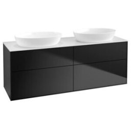 V&B; Meuble sous lavabo Éclairage mural Finion 160x60 cm, plan lavabo blanc, façade bleue laquée ; Villeroy & Boch (GA8100PD)