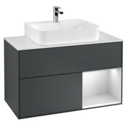 V&B; Meuble sous lavabo Éclairage mural Finion 100, blanc mat, laqué rouge mat, MDF blanc mat laqué ; Villeroy & Boch (G121MTHG)