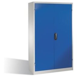 C + P Möbelsysteme Armoire à outils pour charges lourdes C+P avec portes battantes, 4 tablettes intérieures, H1950xL1200xP400mm Façade bleu gentiane Corps gris clair ; C (8930-052 S10190)