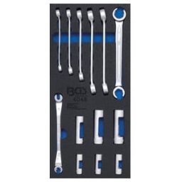 BGS technic Insert de servante d'atelier 1/3 : Jeu de douilles de clé polygonale ouverte et clé spéciale 10 mm (3/8
