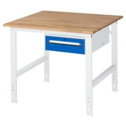 Rau Table de travail Tom réglable en hauteur KM02, L1000 x P1000 x H760-1080mm, plateau B-25mm (06-625B10-10-KM02.11)