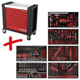 Composition pour servante d’atelier Performanceplus P25 avec 416 outils pour 6 tiroirs KS Tools (825.6416)