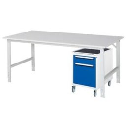 Rau Table de travail Tom réglable en hauteur KM08, L2000xP1000xH760-1080mm, plateau M 22mm (06-625M10-20-KM08.11)