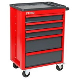 Servante d'atelier STIER Basic+ vide avec couvercle en plastique, 883 x 620 x 410 mm, 5 tiroirs, charge max. 185 kg, chariot d'atelier, chariot d'outils, chariot de montage (903358)