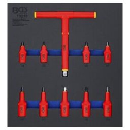 BGS technic BGS Insert pour servante d’atelier 2/3 : set d’embouts VDE, entraînement carré intérieur 10 mm (3/8