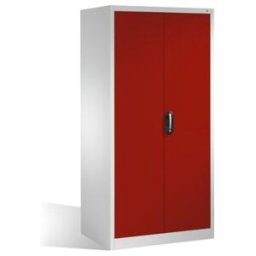 Armoire à outils C+P XXL avec portes battantes, 4 tablettes intérieures, H1950xL930xP800mm Façade rouge rubis Corps gris clair ; C + P Möbelsysteme (8924-00 S10168)