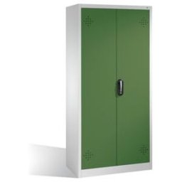 Armoire d'environnement C+P avec portes battantes, 4 tablettes pour bacs, H1950xL930xP500mm Façade vert réséda Corps gris clair ; C + P Möbelsysteme (8921-315 S10319)