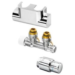 Kit de raccordement OV pour radiateur de salle de bains Multiblock T/Uni SH, d'angle, design en acier inoxydable ; Oventrop (1184384)