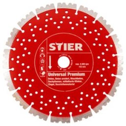 Disque diamant universel STIER Premium, Ø 350 mm, perçage 20/25,4 mm, corps du support perforé, hauteur segment 12mm, meuleuse d'angle, coupe à sec (902701)