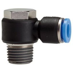 Riegler Raccord coudé L « Série bleue » rotatif, R1/8 ext., max. 15, Ø 6 mm (219.018-6)