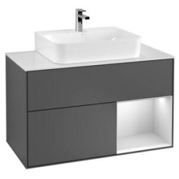 V&B; Meuble sous lavabo Finion 100, éclairage mural, blanc mat, anthracite mat ; Villeroy & Boch (G121MTGK)