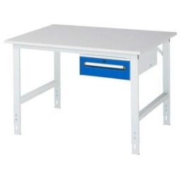 Rau Table de travail Tom réglable en hauteur KM02, L1250xP1000xH760-1080mm, plateau M-22mm (06-625M10-12-KM02.11)