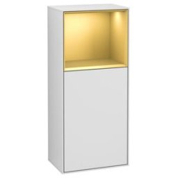 V&B; Finion Armoire latérale Éclairage mural 41,8x93,6cm, gauche, étagère sup. dorée, blanc m Lac ; Villeroy & Boch (G500HFMT)