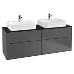 V&B; Meuble sous lavabo Éclairage mural Finion 160x60,3cm, plaque hab. bleue, anthracite m ; Villeroy & Boch (G18200GK)