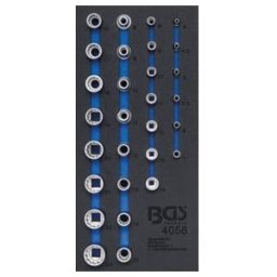 BGS technic Insert de servante d'atelier 1/3 : Jeu de douilles de clé, douze pans 6,3 mm (1/4