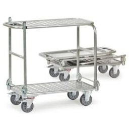 fetra Chariot pliant KW 15 alu, capacité de charge 200kg, pneus TPE, 2 arceaux rabattables, plate-forme de table rabattable (1181)