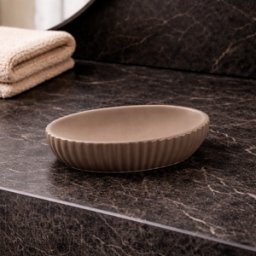 Porte-savon En Céramique Gris Tourterelle Gedy, Collection Marika