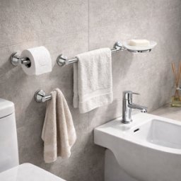 Ensemble De 4 Accessoires De Salle De Bain Muraux Gedy En Acier Inoxydable Chromé, Gamme Genziana