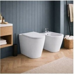 Ensemble Wc Et Bidet Sur Pied Azzurra Ceramica Collection Build CéRamique Blanche avec Siège Inclus