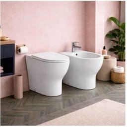 Ensemble Wc Et Bidet Sur Pied Azzurra Ceramica, Collection Click, CéRamique Blanche avec Siège Inclus