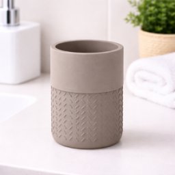 Porte-brosse À Dents Gedy En Bambou Et Résine, Gris, Collection Thea Line