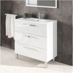Oceano Meuble De Salle De Bain Dianflex Athena À 3 Tiroirs, Blanc, Miroir Inclus, 80 X 57,5 ​​cm
