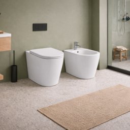 Ensemble Wc Et Bidet Sur Pied Azzurra Ceramica, Collection Forma Ceramica, Blanc avec Siège Inclus