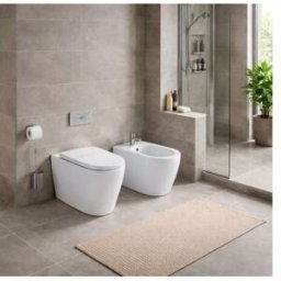 Ensemble Wc Et Bidet Sur Pied Azzurra Ceramica, Collection Comoda CéRamique Blanche avec Siège Inclus