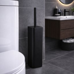 Porte-Brosse Wc Gedy En Acier Inoxydable Noir Mat Et Touffe De Poils, Collection Tonga Line