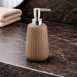 Distributeur De Savon En Céramique Gris Tourterelle Gedy, Collection Marika