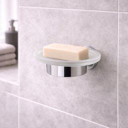 Porte-Savon Gedy En Verre Chromé Satiné, Collection Pirenei