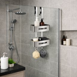 éTagèRe De Douche Rectangulaire Gedy à 2 Tablettes En Acier Inoxydable Chromé, Gamme Nerva