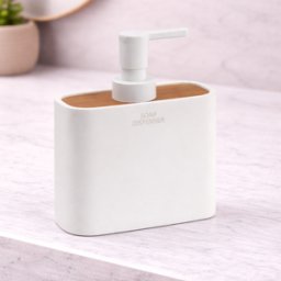 Distributeur De Savon En Bambou Gedy, Blanc Mat, Gamme Ninfea