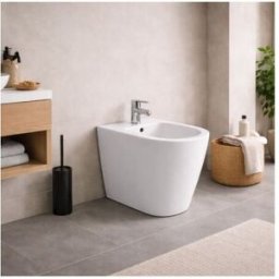 Bidet Sur Pied Monotrou Azzurra Ceramica, Collection Aurea, CéRamique Blanche