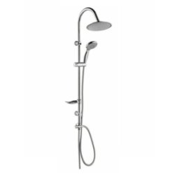 DAMAST Colonne de Douche Nature RONDE Set Pomme de douche, douchette et porte-savon
