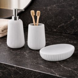 Ensemble De 3 Accessoires De Salle De Bain En Céramique Blanche Gedy Marika