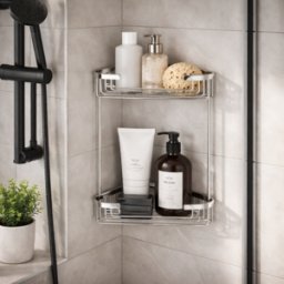 éTagèRe D'Angle De Douche Gedy à 2 Tablettes En Acier Inoxydable Chromé, Gamme Augustus
