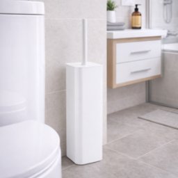 Porte-Brosse Wc Gedy En Acier Inoxydable Blanc Mat Et Touffe De Poils, Collection Tonga Line