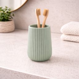 Porte-brosse À Dents En Céramique Vert Sauge Gedy, Collection Marika