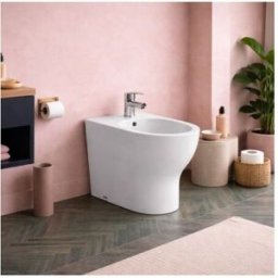 Bidet Monotrou Sur Pied Azzurra Ceramica, Collection Click, CéRamique Blanche