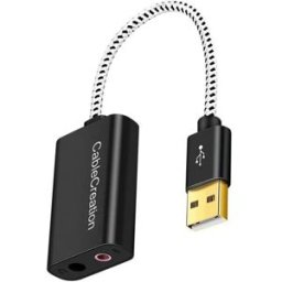 INF Adaptateur USB vers 3,5 mm - Carte son USB externe, USB 2.0 Plug-and-Play, 5.1, Réduction du bruit, Aluminium noir