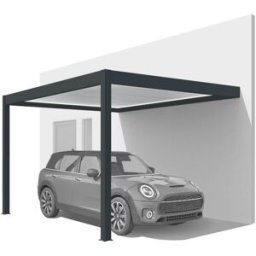fenetre24.com Carport adossé anthracite avec éclairage LED intégré – Structure robuste