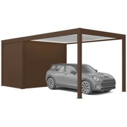 fenetre24.com Carport brun avec abri de jardin et éclairage LED intégré – 2-en-1 pratique