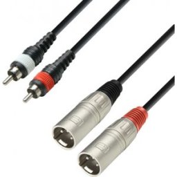 Adam Hall Cables K3 TMC 0600 - Câble audio gainé 2 connecteurs RCA sur - Câbles jumeaux