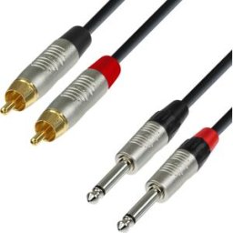 Adam Hall Cables 4 STAR TPC 0300 - Câble Audio REAN 2 x RCA mâle vers 2 x Jack 6,35 mm mono 3 m - Câbles jumeaux