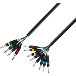 Adam Hall Cables 3 STAR L8 VP 0500 - Câble Multipaire 4 x Jack 6,35 mm TRS stéréo vers 8 x Jack - Câbles de métier à tisser de studio