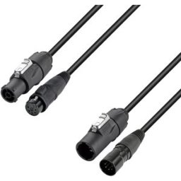 Adam Hall Cables 4 STAR H TCON 5D 0300 - Câble hybride Secteur et DMX XLR 5 broches x X - Câbles DMX à 5 pôles vers powerCON et connecteur s...