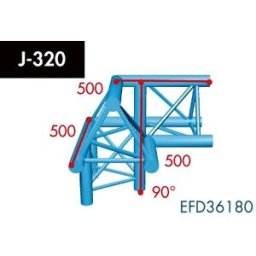 X3K-30/H (heavy duty) J-320 3-way corner 90°, apex up, left - Expotruss - X3K-30/H
